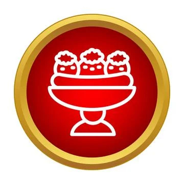 Banana split ice cream dessert bowl icon Stock Illustration
