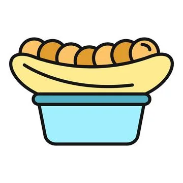 Banana split ice cream dessert in dish icon Stock Illustration