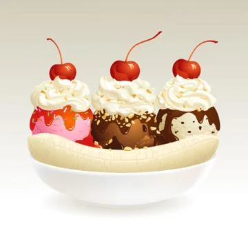 Banana split ice cream Stock Illustration