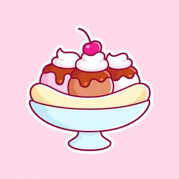 Banana split ice cream Stock Illustration