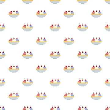 Banana split ice cream pattern on white background Illustrazione stock