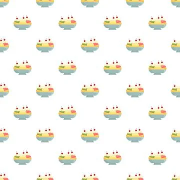 Banana split ice cream pattern repeating sweet dessert background Stock Illustration