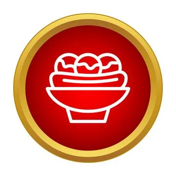 Banana split ice cream sundae dessert icon Stock Illustration