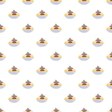 Banana split ice cream sundae dessert pattern seamless Stock Illustration