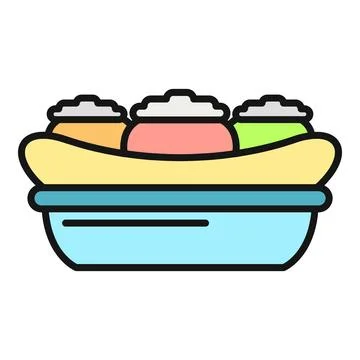 Banana split with multiple ice cream scoops icon Stock Illustration