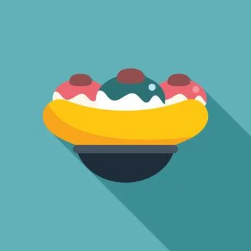 Banana split resting on a plate, tempting dessert Stock Illustration