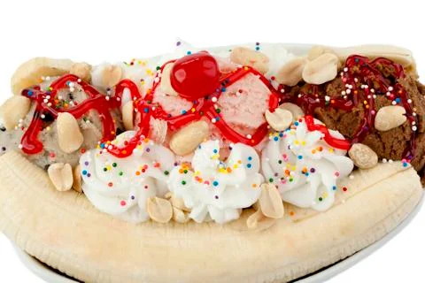 Banana split sundae Stock Photos