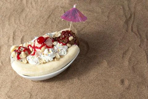 Banana split sundae Stock Photos