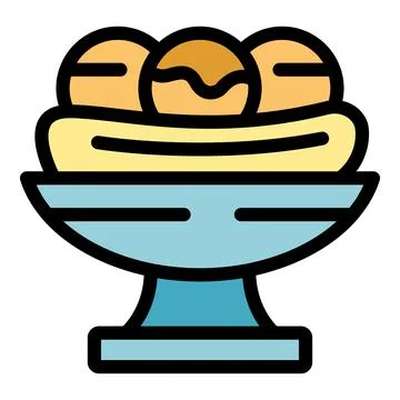 Banana split sundae resting on elegant pedestal dish Stock Illustration