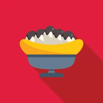 Banana split sundae with whipped cream drizzled with chocolate syrup on a red Stock Illustration