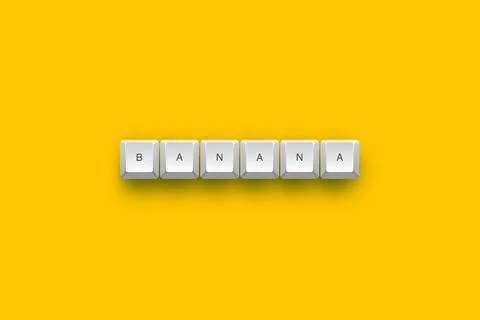 Banana text on a 3d keyboard button with shadow concept series 스톡 일러스트