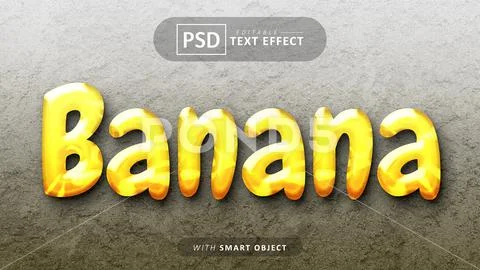 Banana text effect editable PSD Template