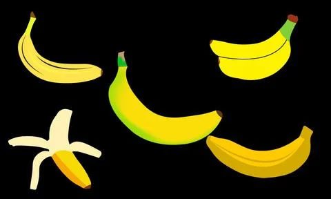 Banana Vector Design And Illustration  Collection. Stock Illustration