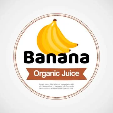 Banana vector label or logo illustration in circle isolated on white background Stock Illustration