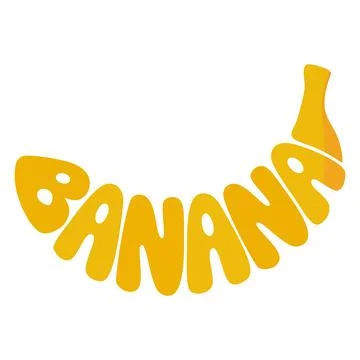 Banana Word Typography Vector Creative Yellow Fruit Lettering Design 스톡 일러스트