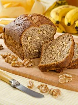 Bananan nut loaf Stock Photos