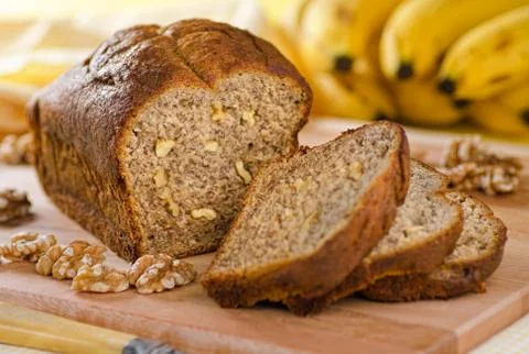Bananan nut loaf Stock Photos
