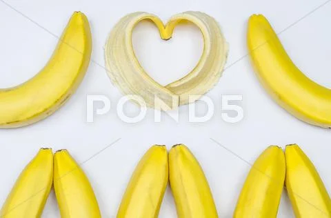 Bananas and banana heart isolated on white Stock Photos