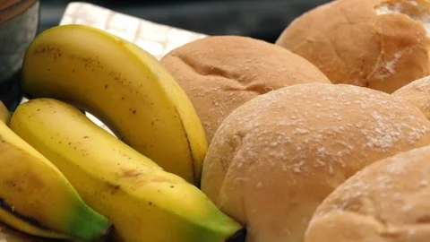 Bananas and bread for sandwich Stock Footage 282802291