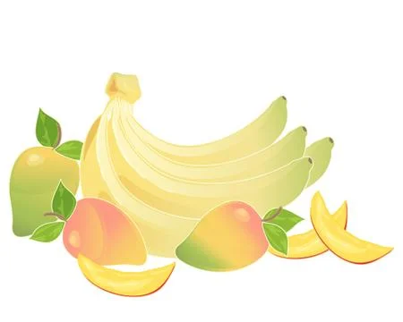 Bananas and mango Illustrazione stock