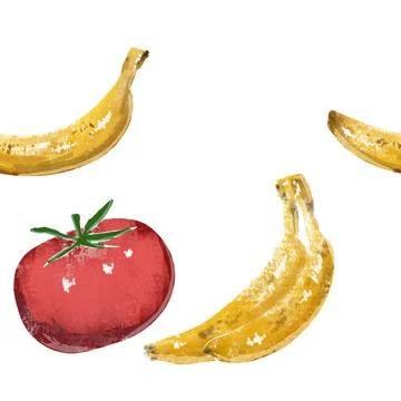 Bananas and tomato background Stock Illustration
