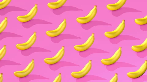 Bananas animated isometric pattern loop 4k Stock Footage 134326825