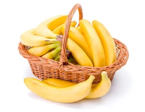 Bananas in basket Stock Photos