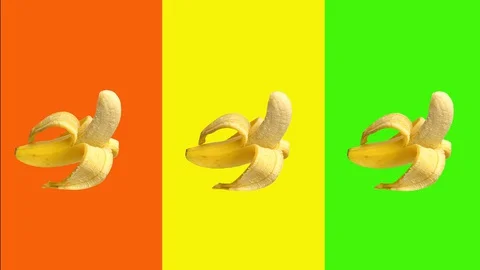 Bananas on a bright colorfull background Stock Footage 128659868