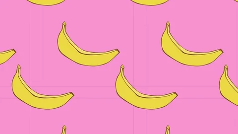 Bananas fall up dawn. Seamless looping pink background Stock Footage 116747572