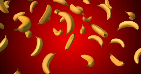 Bananas falling slow motion Stock Footage 88153482
