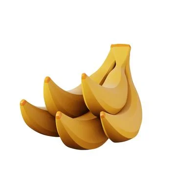 Bananas fruit high quality 3D render illustration for food delivery app and Stock Illustration