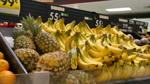 Bananas on fruit stand. HD Stock Footage 38266772