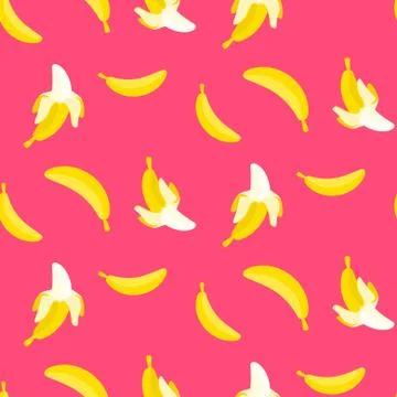 Bananas on pink seamless vector pattern 스톡 일러스트