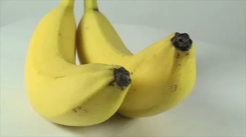 Bananas Rotating On A White Surface, Fruit, Dessert, Delicious, Bio Stock-Footage 40616946
