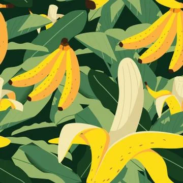 Bananas seamless pattern 스톡 일러스트