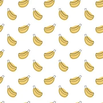 Bananas seamless pattern in trendy style. Banana endless background. Nature r Stock Illustration