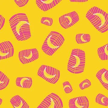 Bananas seamless vector pattern in bright colors Stock Illustration