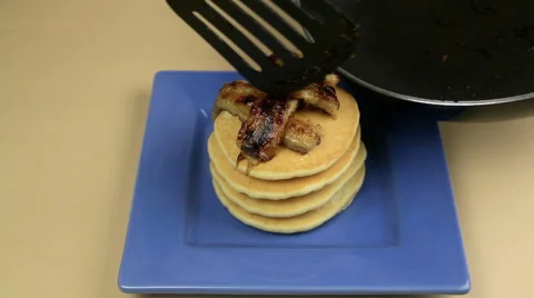 Bananas Served  On Pancakes Stock Footage 49940824