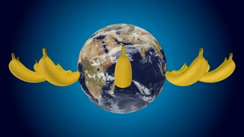 Bananas turn around the world - loop Stock Footage 164544574