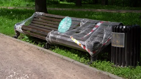 Banch  in a city park Stock Footage 133438196