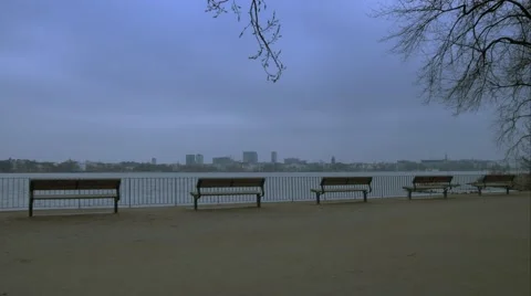 Banches at the alster wide Stock Footage 44755924