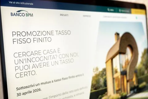 Banco bpm website displaying fixed rate mo.. 写真素材