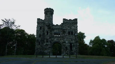Bancroft Tower Castle Park in the evening Stock Footage 63305552