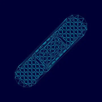 Band aid low poly triangulation triangulated polygonal electric cyan blue vib Stock Illustration