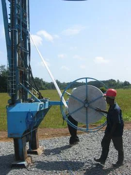 Band drain installing machine Stock Photos
