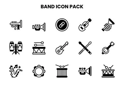 Band DuoTone Bundle Icons Pack Stock Illustration