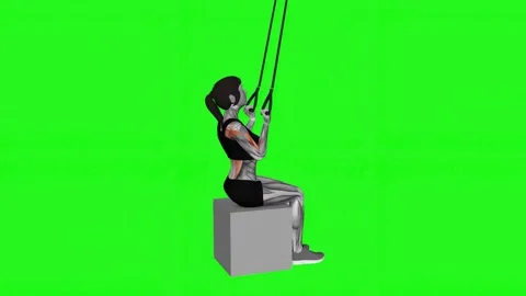 Band Fixed Back Underhand Pulldown female fitness gym exercise workout animation 動画素材 247707795