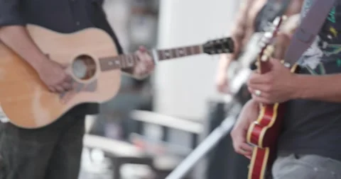 Band with Guitars on stage Stock Footage 166326874