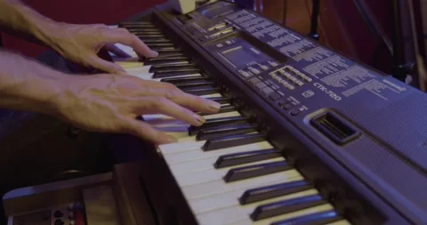 Band Instruments - keyboard player Stock Footage 249349685