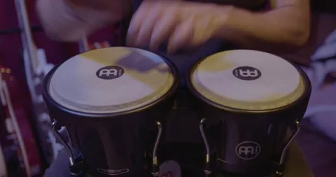 Band Instruments - playing bongos Video stock 249349958
